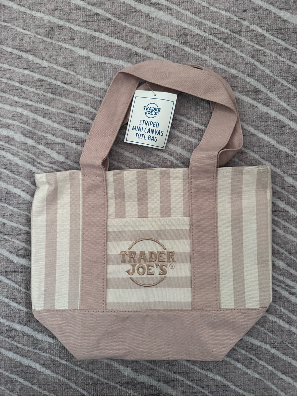 Beige / Tan Stripe Canvas Tote Bag